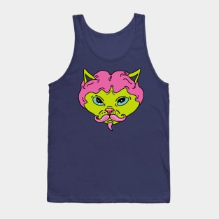 Cat with wig, hairless cat with wig, cat with a mustache Tank Top